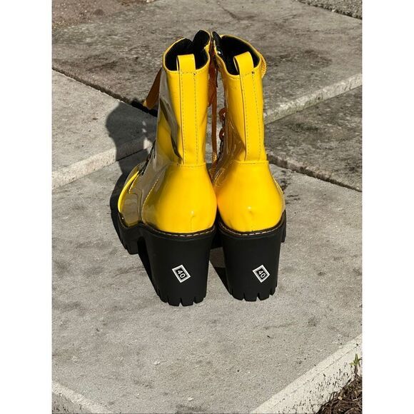 SunnyYellow Shiny Pleather Mid Calf Boot Size 9.5 - Picture 4 of 11